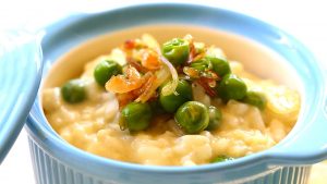 Traditional Italian risotto with sweet peas and cheese recipe