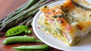 Asparagus and sweet peas lasagne