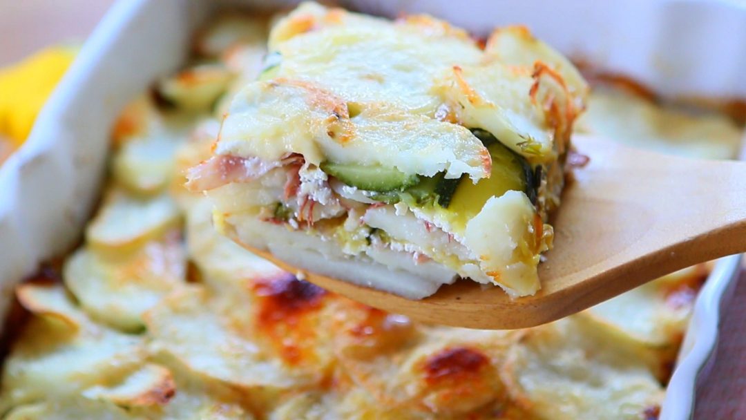 Scalloped Potatoes with Zucchini & ham Buona Pappa