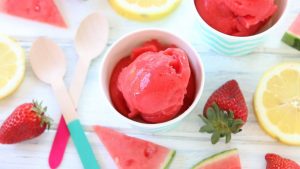 Watermelon Strawberry Sorbet - refined sugar free