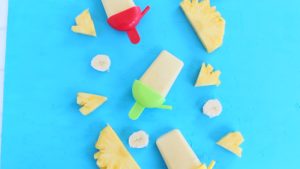 Super Easy Pineapple Coconut Banana Popsicle. Summer kids snack!