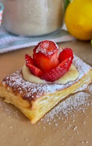 Beautiful Strawberry Rose Pastry with Lemon Custard